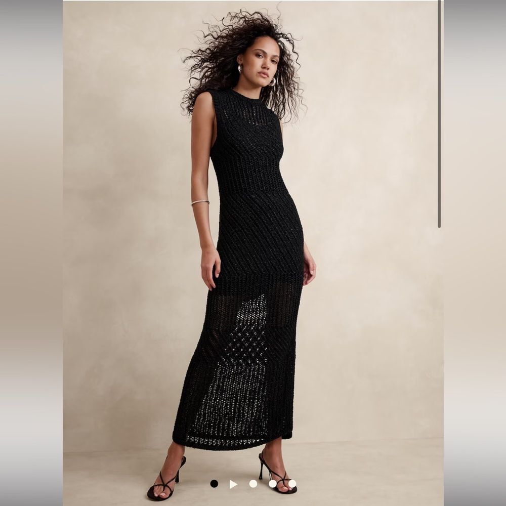 Banana Republic Cotton Blend Open Stitch Maxi Dress NWOT size Small